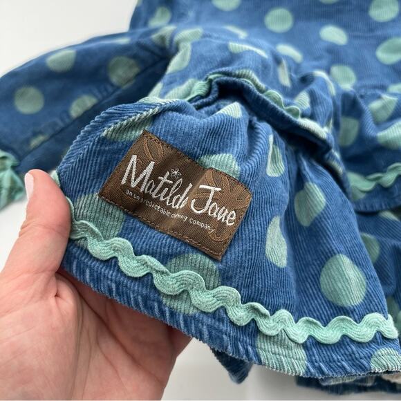 Matilda Jane Blue Ruffle Polka Dot Corduroy Jacket Sherpa Lined Coat - Picture 2 of 7